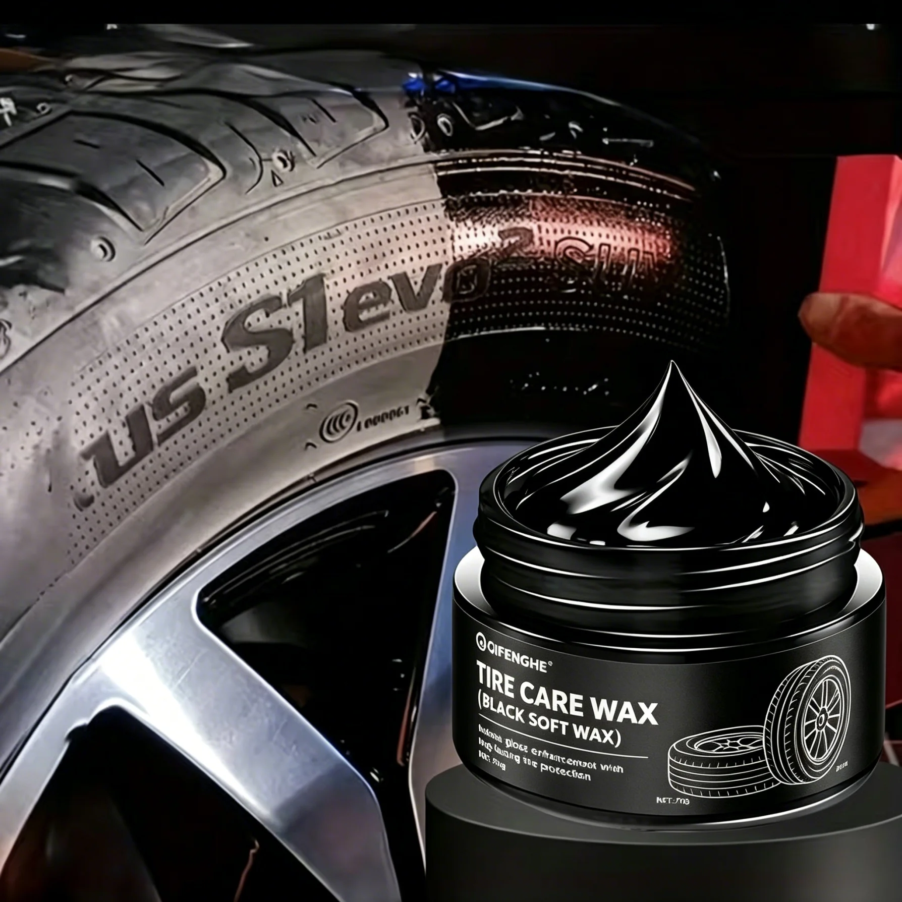 Car Tire Wax - Darkening and Durable Tire Shine Enhancer - Plastic Part Refurbishment - Permanent Black Restoration