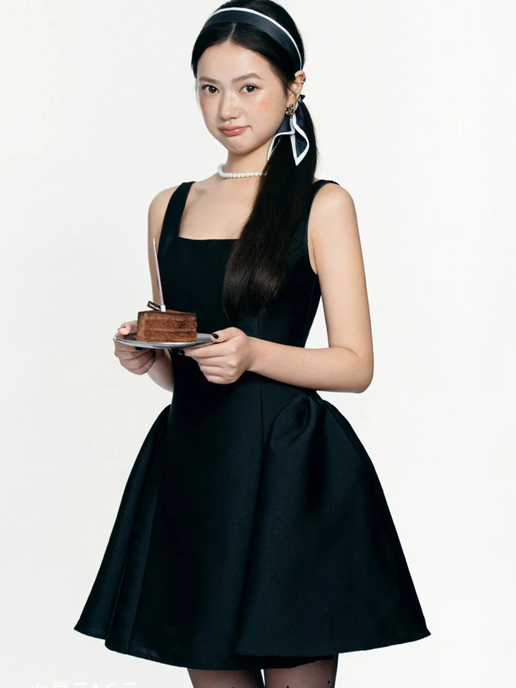 

Black Birthday Photography Dress Simple Korean Style Princess Fashionable Atmosphere Art Costume Stage Costume Ladies Dress