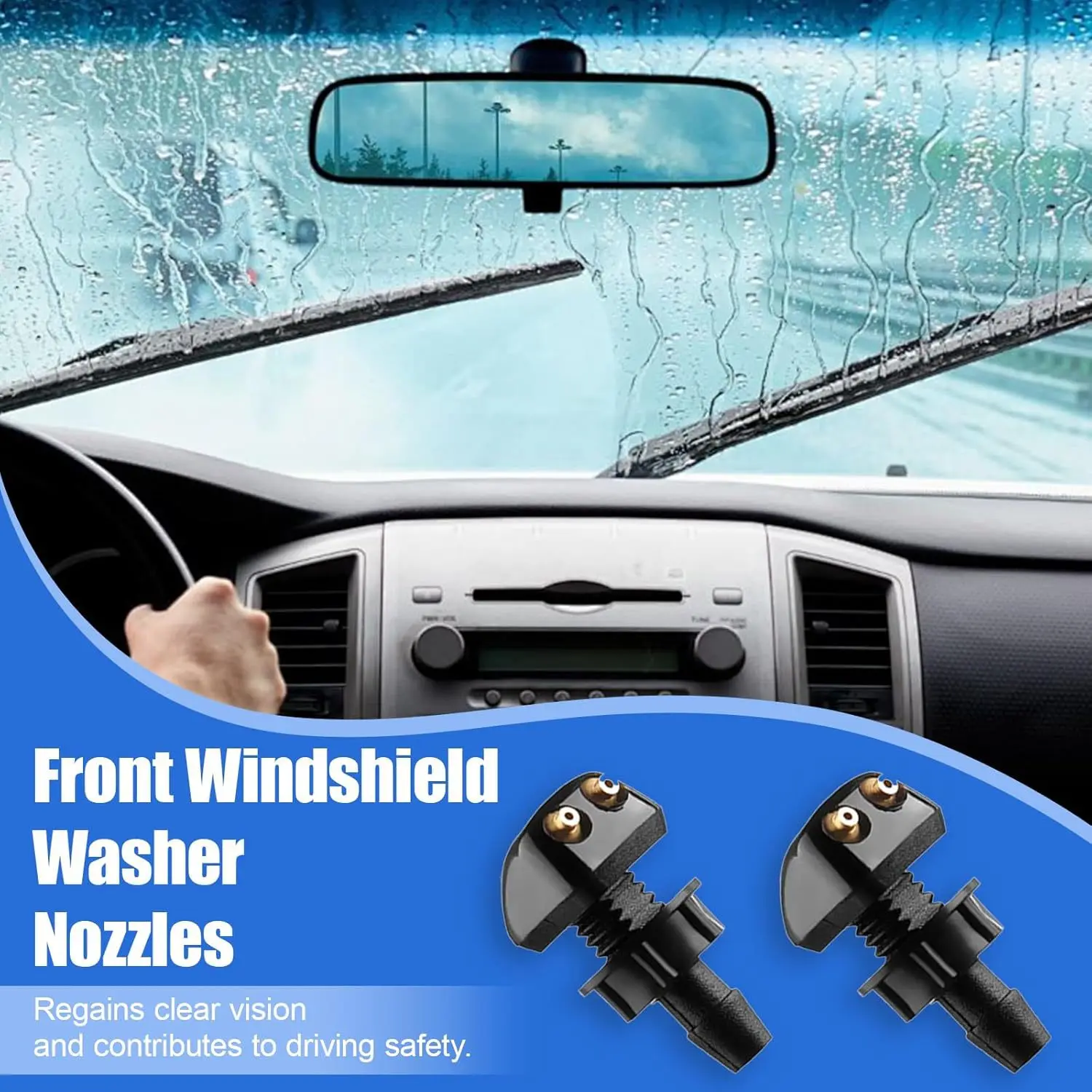 Universal Car Windshield Washer Nozzle Sprayer with Hose Connector Kit High Pressure Auto Dual Holes Water Spray Car Accessories