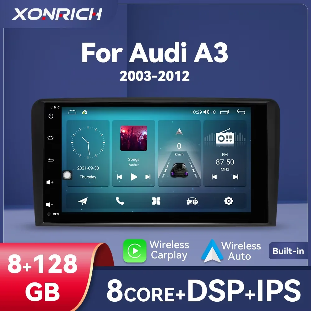 Wireless Carplay AI Voice Android 14 Autoradio For Audi A3 8P 2003 - 2013 Bose Audio Car Multimedia 128GB GPS 2Din 8Inch 4G Wifi