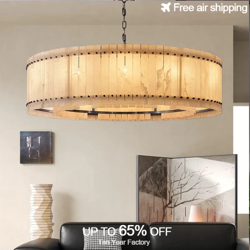Modern luxury marble design round LED ceiling chandelier with E14 dimmable bulbs for living room decorative hanging lighting fix