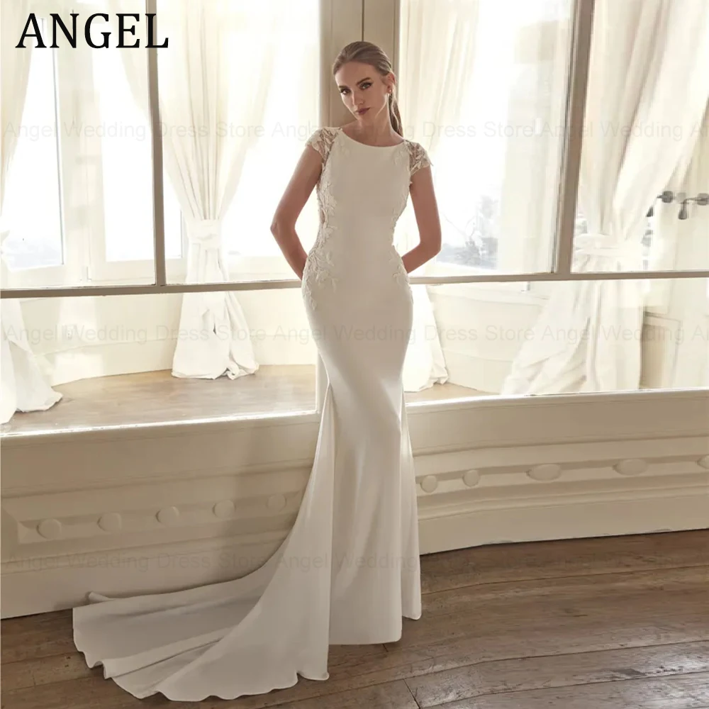 ANGEL فساتين زفاف فاخرة مخصصة حورية البحر الوهم مثير فساتين زفاف طويلة زينة طول الأرض سحاب Vestidos de Novia