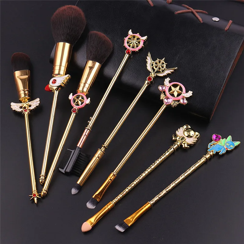 Card Captor Sakura Kawaii Makeup Brush Set With Cute Pink Pouch Cardcaptor Sakura Cosmetic Makeup Tool Sets & Kits