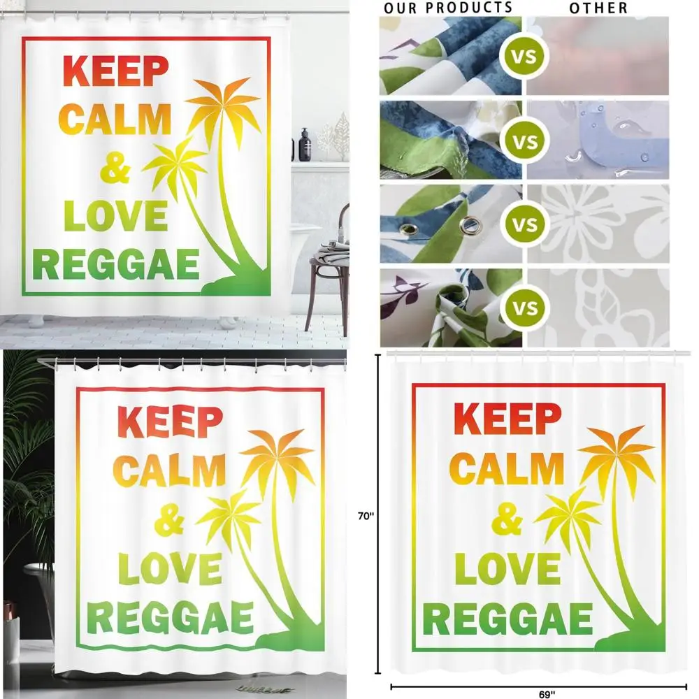 

Занавеска для душа в стиле регги с радугой омбре и фреска «Сохраняйте спокойную любовьму музыку»