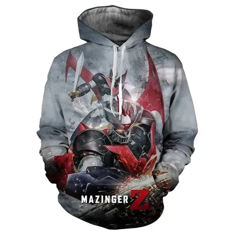 Sudaderas con capucha de Mazinger Z para hombres y mujeres, sudaderas con estampado 3D de Robot de Anime, de gran tamaño Sudadera con capucha,