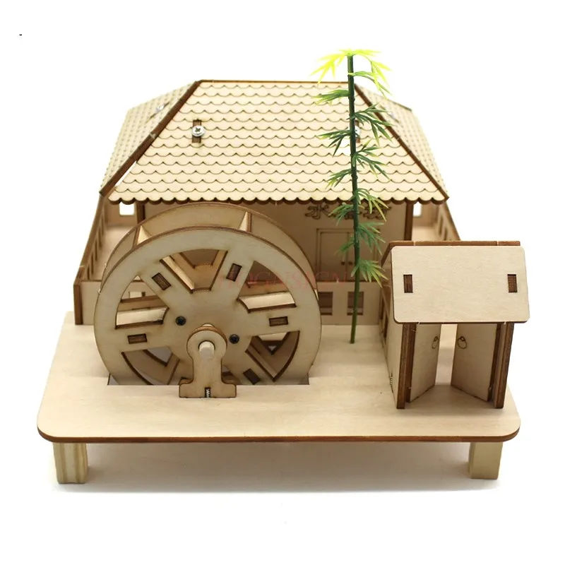 

physical experiment equipment Assembled water mill hand-assembled house model ornaments children's DIY house toys