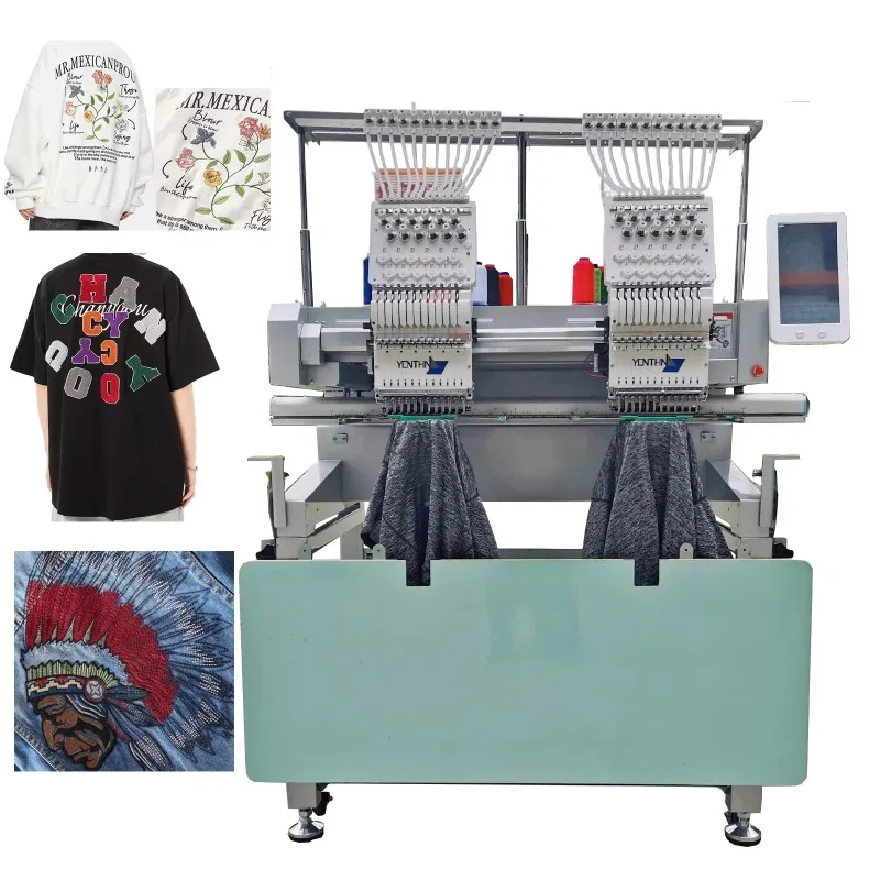Customized 12/15 Multi Needle Double 2 Heads Embroidery Machine Computerized Price For Custom Logo