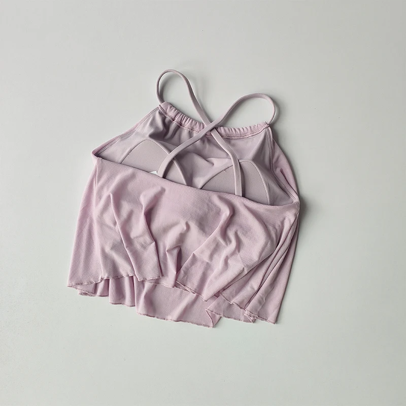 Netz-Imitat-Zweiteiler-BHs Sport-Lingerie-Shirts Damen Feste Yoga-Kleidung Träger-Pilates-Trainings-Fitness-Weste für draußen – Detail 6