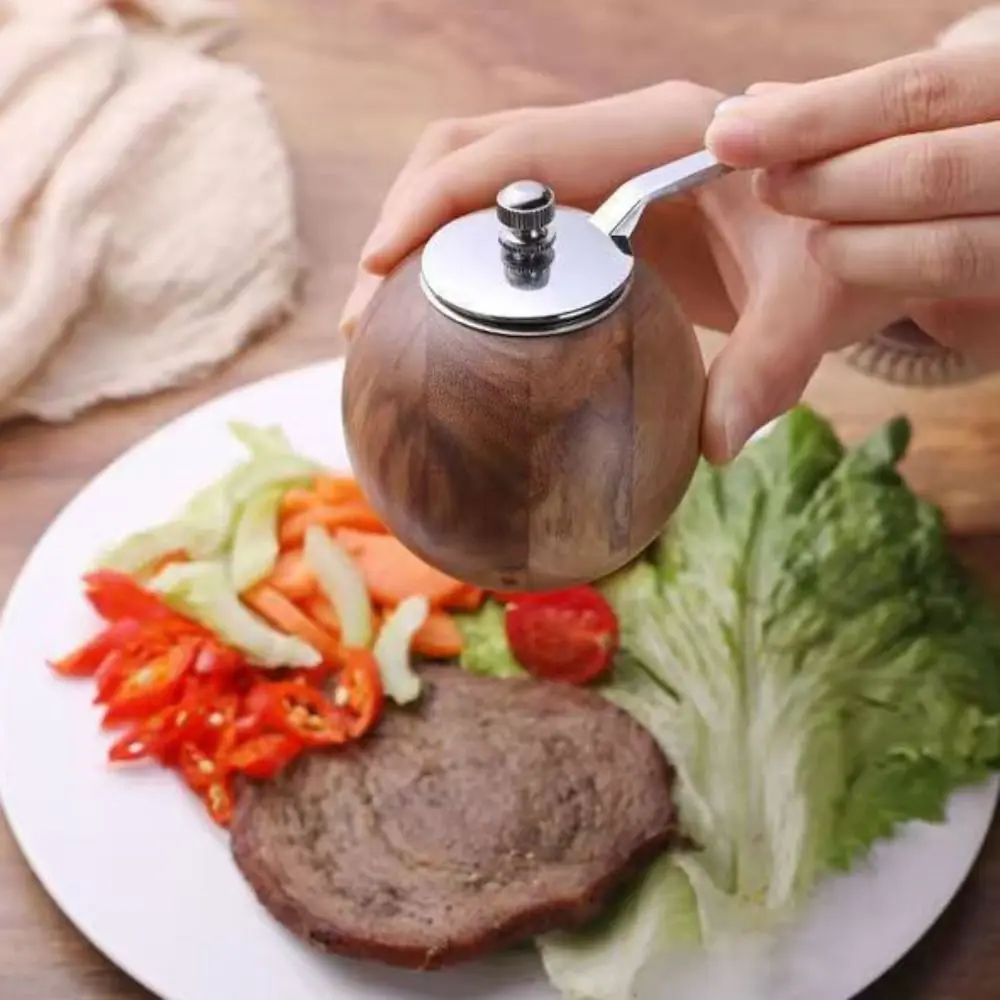 

Core Manual Hand Cranked Pepper Grinder Large Capacity Kitchen Equipment Wooden Spherical Pepper Grinder Ceramic Grinding