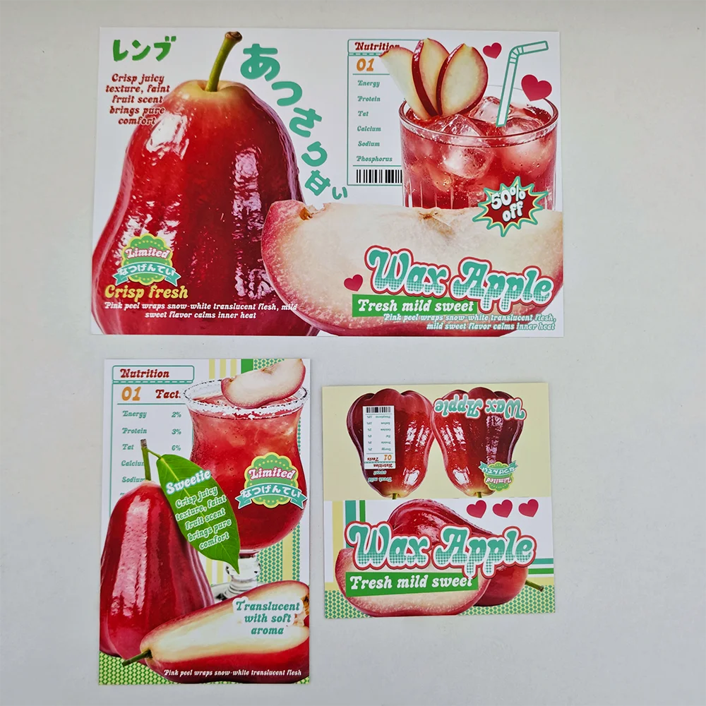 15pcs Creative Cards Set-Wax Apple Design -DIY packaging decorating idol card,birthday gift-Greeting Cards,Foldable card