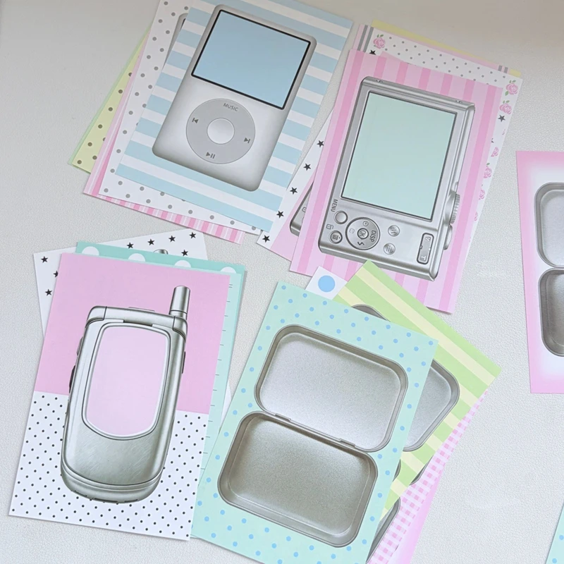 20 Sheets Y2K Vintage Journal Flip Phone Camera Memo Pad Die Cut Paper Cards for Planner Scrapbooking DIY Collage Material view 6