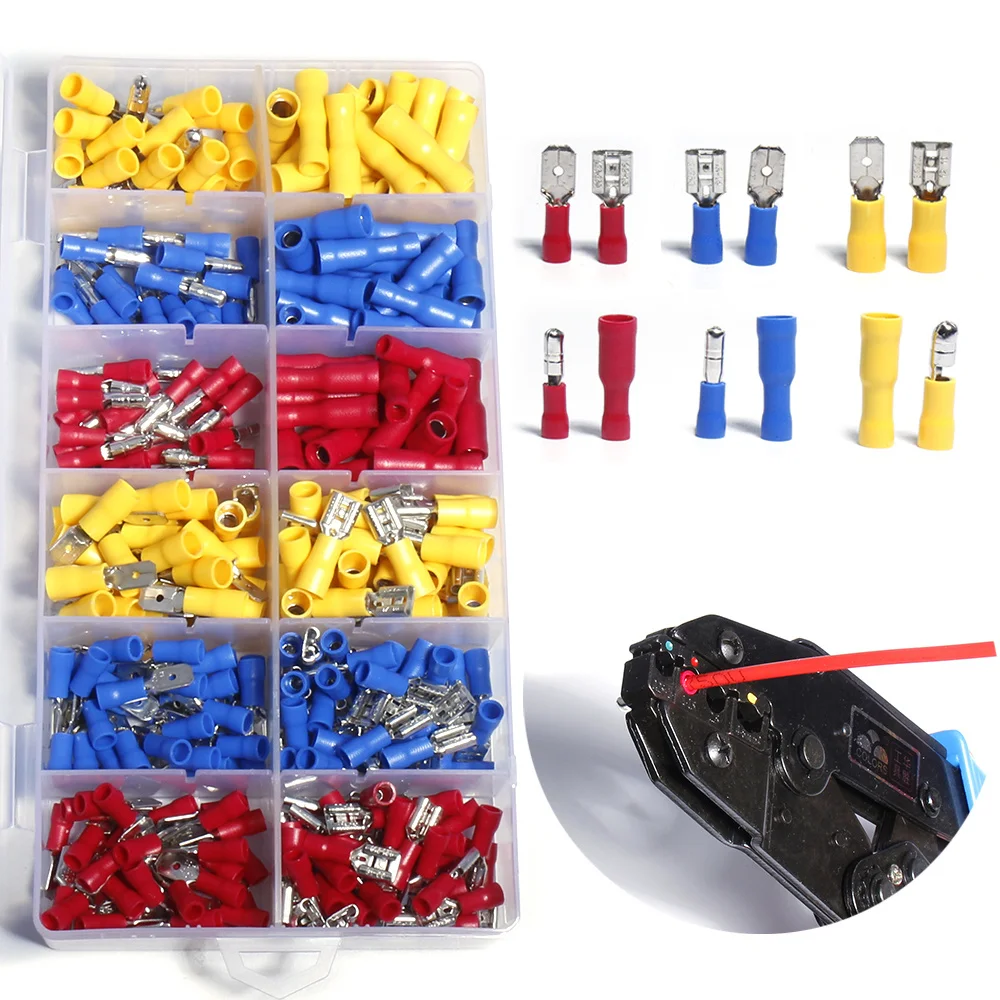 

Insulated Crimp Cable wire Connectors Female/Male Spade Butt Terminals Kit HS-40J tool Cold pressing Electrical Assorted