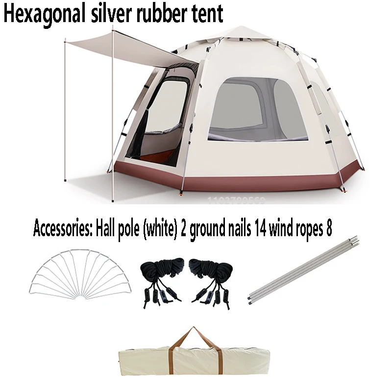 Outdoor tent, 4-8 person camping tent, portable fully automatic tent, sun shading, sun protection, camping quick opening tent