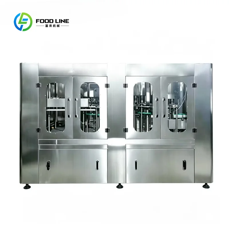 Customized Vacuum 3-in-1 Rinsing Filling Capping Machine for Juice Herbal Tea Functional Drink PET Glass Bottling Line