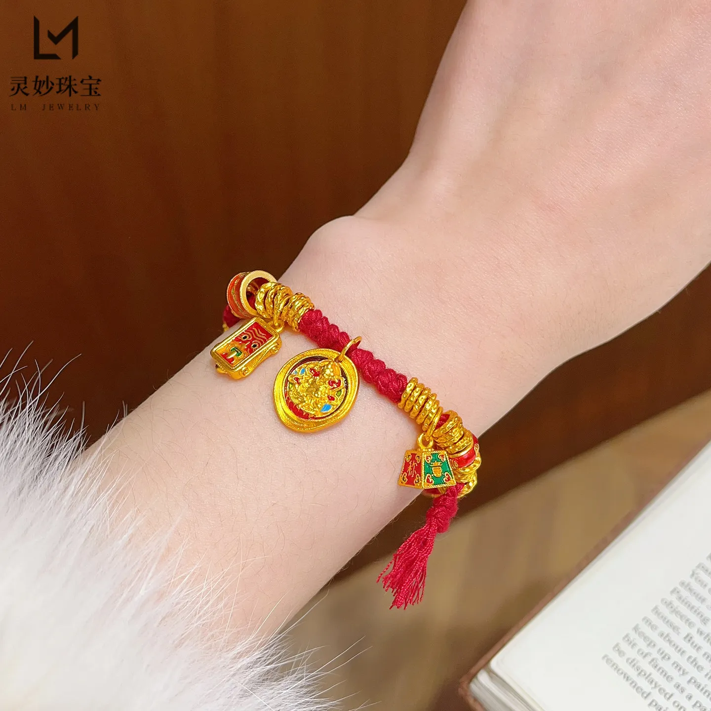 AU999 Contentment & Fortune Coiled Red String Bracelet Women's 24K Gold -  a premium accessory for smooth life