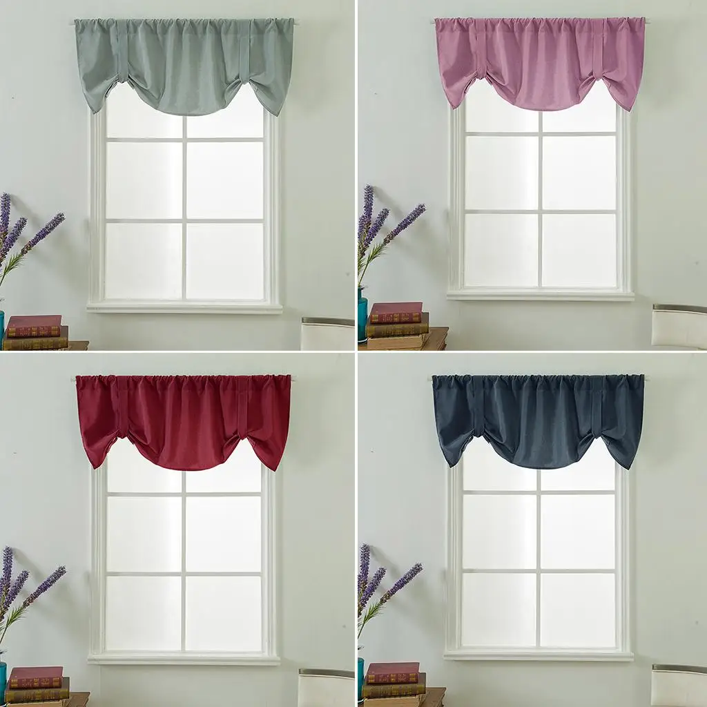 Ready Made Blackout Window Tiers Kitchen Curtain Panel Voile Short Valance for Laundry Room or Studio