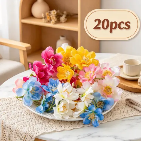 10/20 Pcs Silk Artificial Flowers White 3-Fork Jasmine Home Table Garden Outdoor Wedding Bridal Bouquet Arch Decora DIY Gift Box