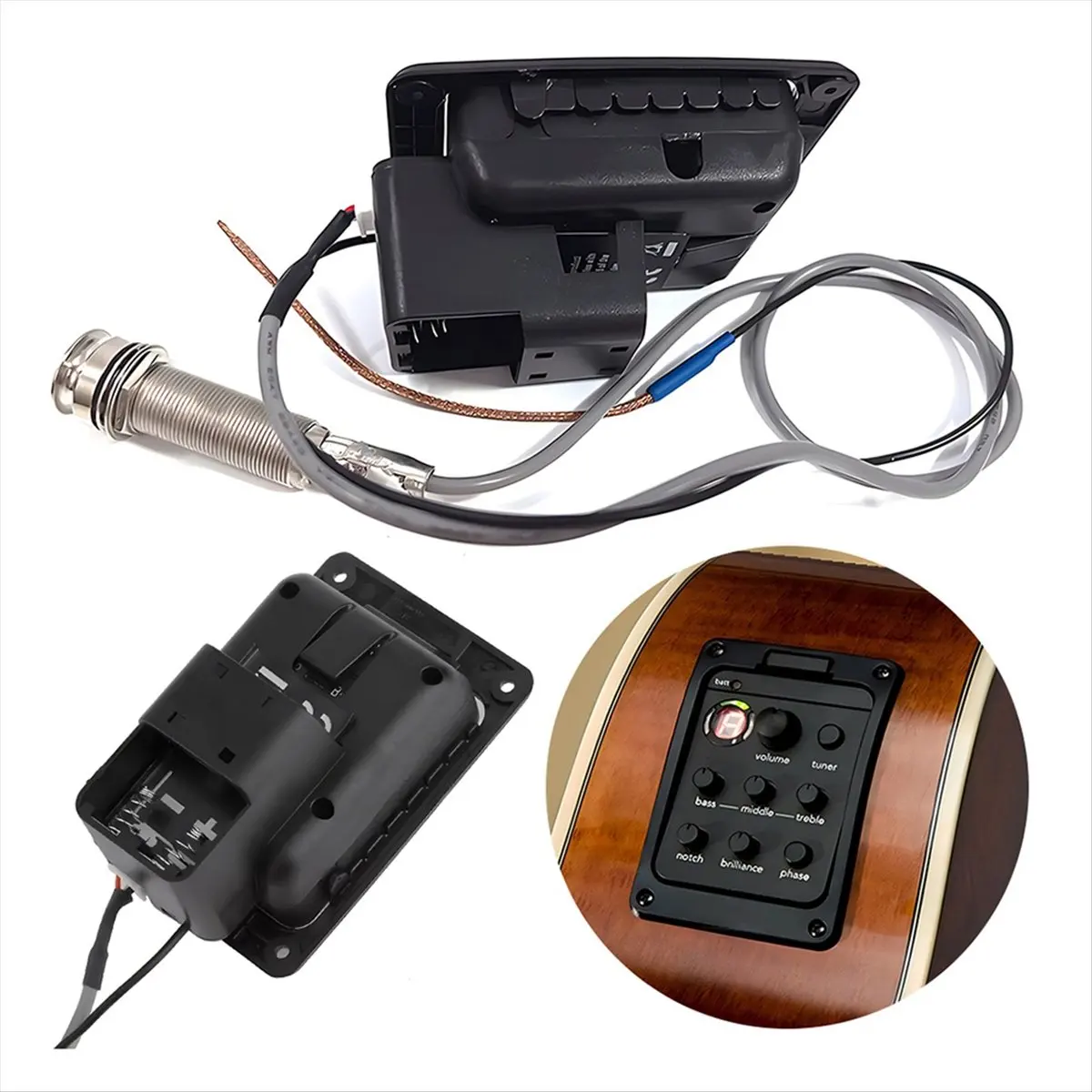 

【BABY】201 тюнер эквалайзера классической акустической гитары, пьезозвукосниматель, предусилитель для акустической гитары, 4-полосный эквалайзер, встроенные предусилители для Presys +