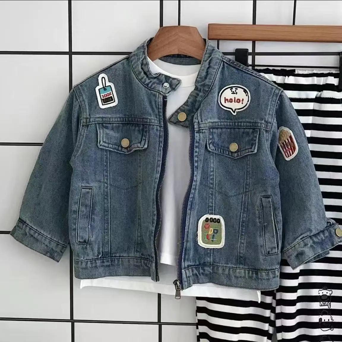 

Children's Denim Jacket Boys' Spring and Autumn New Style Handsome Boys' Baby Jacket Fashionable Boys' Denim Top