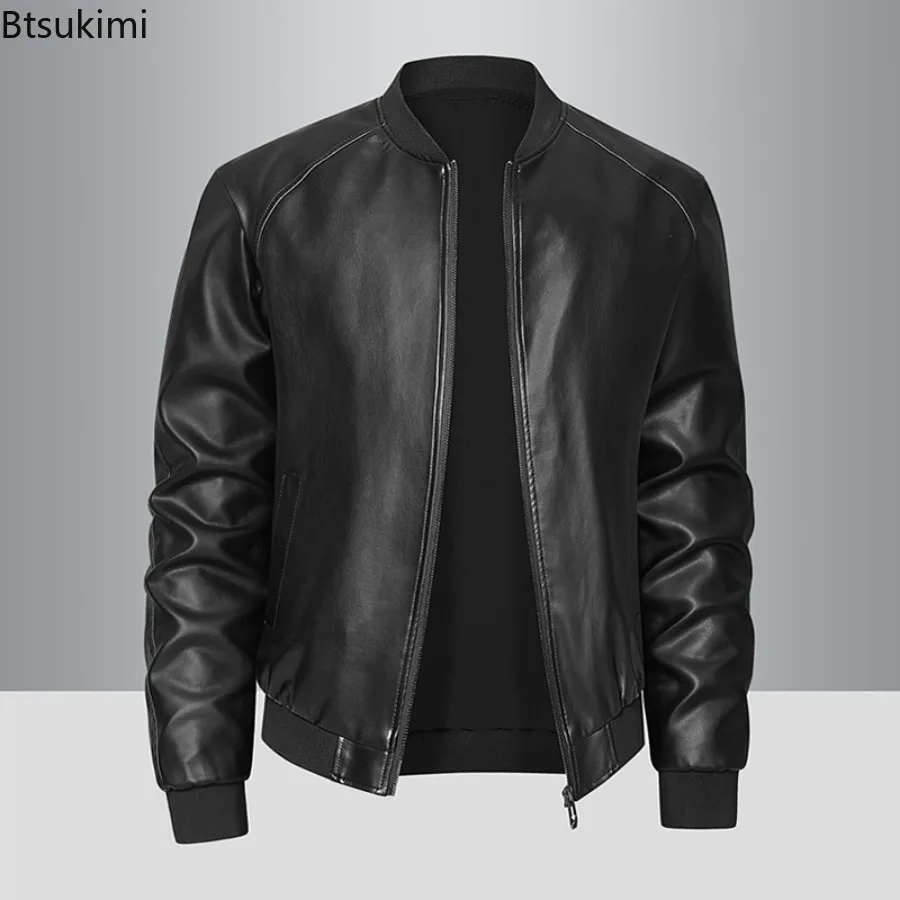 

2025 Men's Fashion Motorcycle Leather Jackets Autumn Winter Vintage Casual Pocket Zipper Coats High Quality Leather Jackets Male