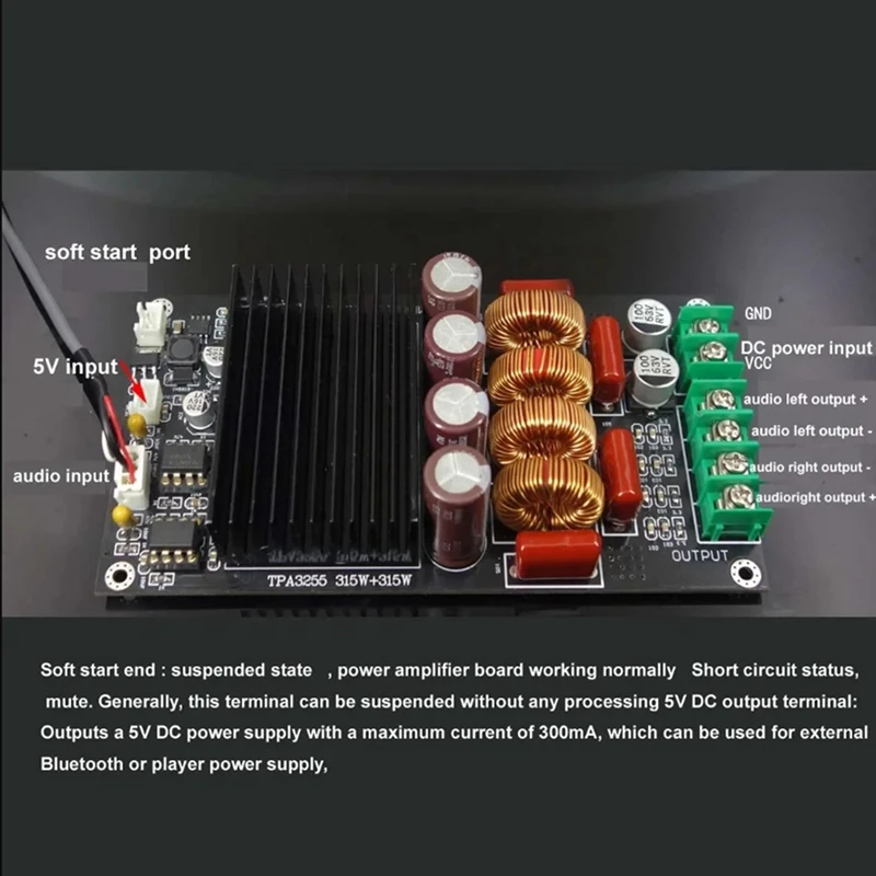 New Upgraded TPA3255 SAMP-100 TPA3255 2X300W 600W Stereo Class D High Power Hifi Amplifier Board