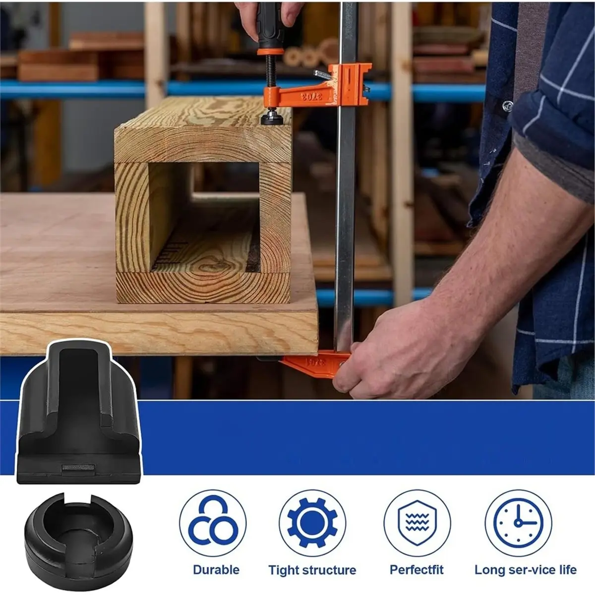 8 Sets Heavy Duty Woodworking Clamp Spare Parts Swivel Jaw Protectors for F Parallel Clamps for Bar Clamp
