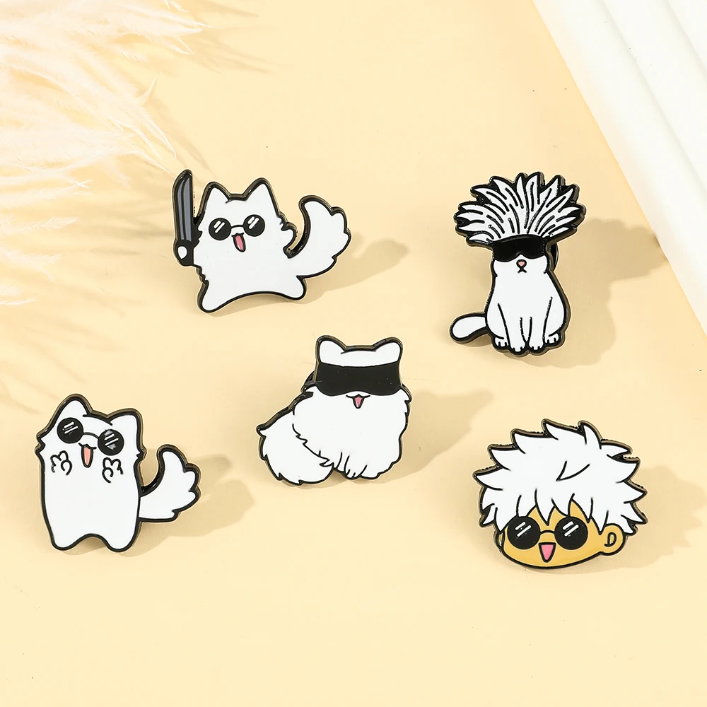Jujutsu Kaisen Enamel Pin Cartoon Anime Brooches Animals Cat Custom Metal Hat Lapel Clothes Backpack Jewelry Friends Fans Gift view 3