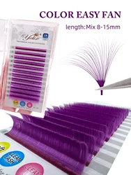 Yelix Easy Fan Lashes Volume Extensions Mix Color Eyelashes Colored Easy Fanning Red/Green/Blue/Brown/Purple Colorful Eyelashes