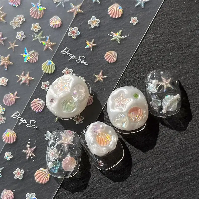 

3D Colorful Shell Nail Sticker Starfish Ocean Elements Nail Decoration Summer Beach Ocean Nail Art Stickers Manicure Decals DIY