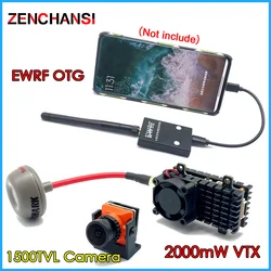 비행기용 FPV 카메라 키트용 무선 송신기, OTG 수신기, UVC, 1500TVL 카메라, 5.8G, 2000MW, 48CH, VTX 범위 20km 이상