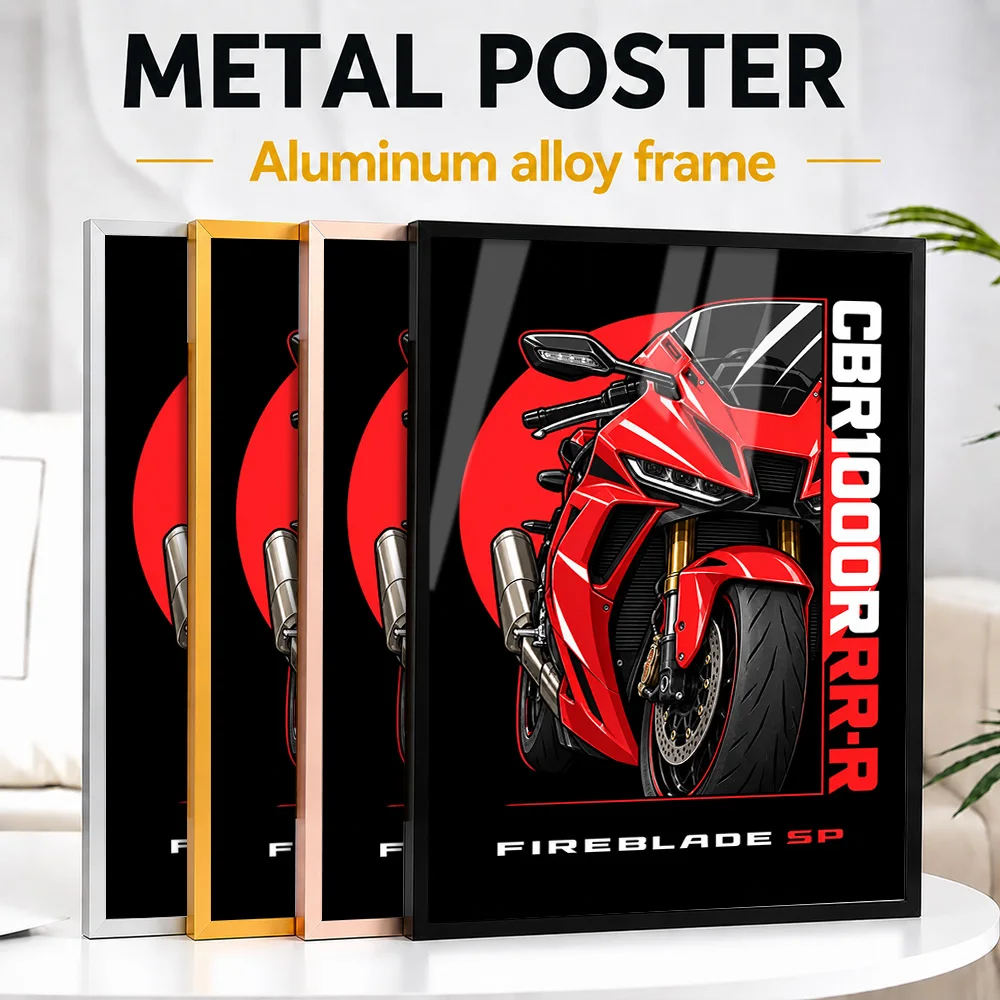 Japanese CBR1000RR-R Fireblade SP Grand Prix Red Motorcycle Framed Metal Print Customized Garage Legacy Wall Art Gift For Riders