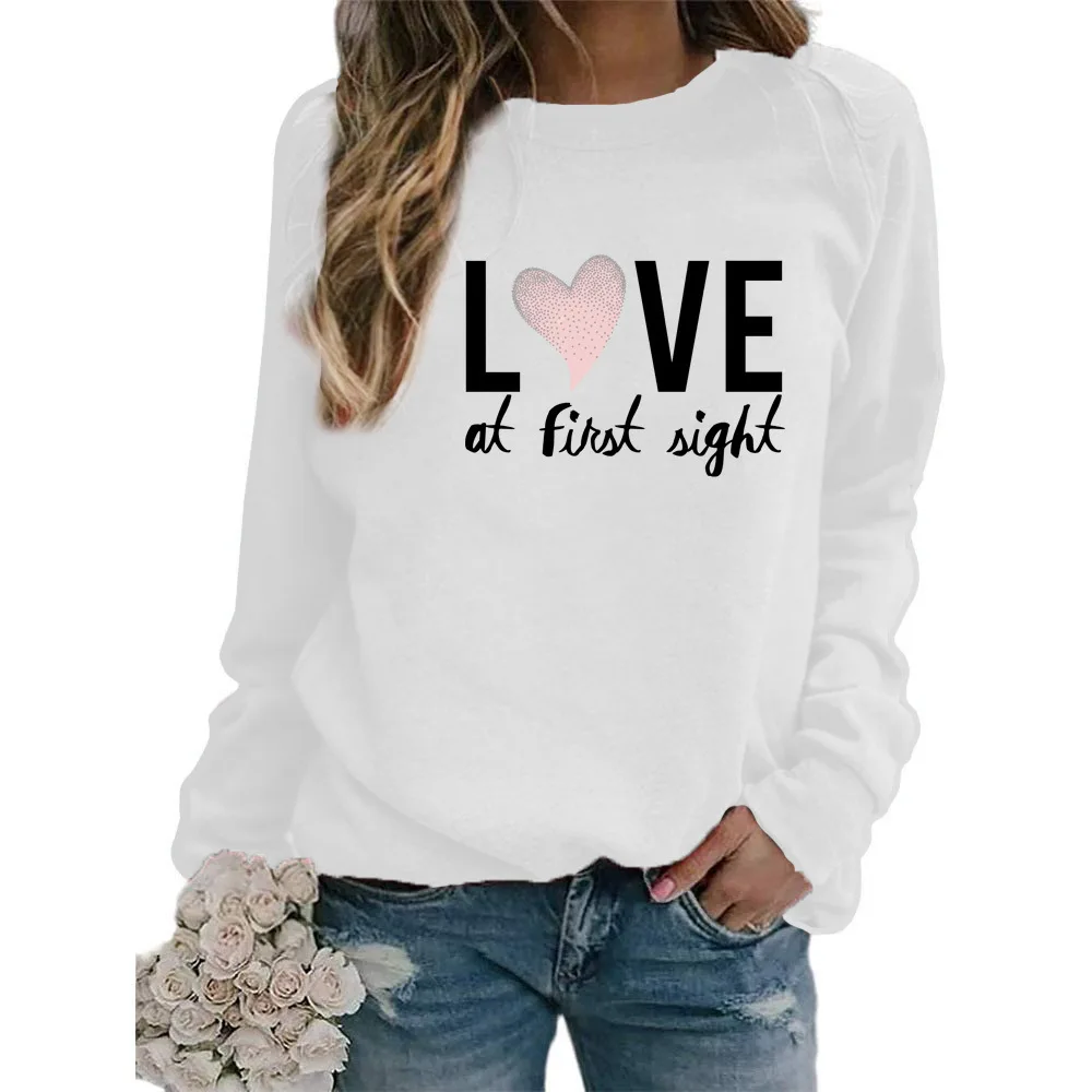 New LOVE Valentine's Day Love Printed Round Neck Hoodie Europe and The United States Autumn and Winter Sweatshirt