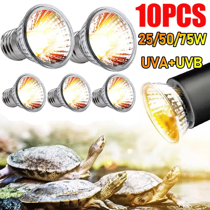 1-10PCS UVA UVB Light Bulb 25/50/75W Heating Temperature Controller Reptile Lamp Bulb Turtle Basking UV Light Bulb Heating Light