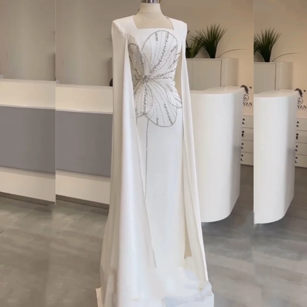 Customized High Quality Jersey Sequined A-line Square Neck Long Dresses Bespoke Occasion Sizes Available