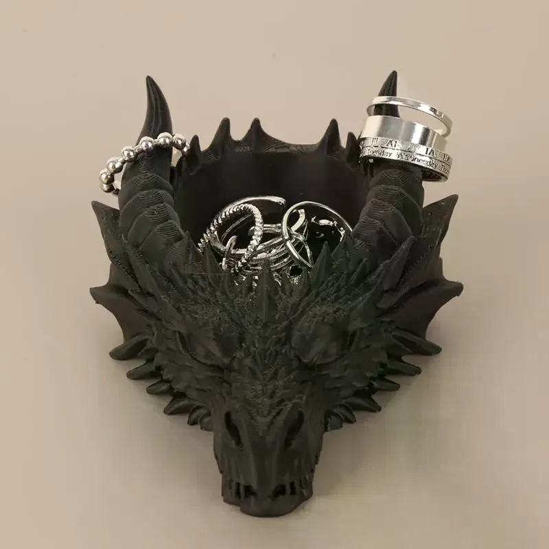 

Cross-Border Gothic Dark Style Dragon Head Shaped Desktop Jewelry Storage Tray For Personalized Dark-Style Home Desktop Soft Dec