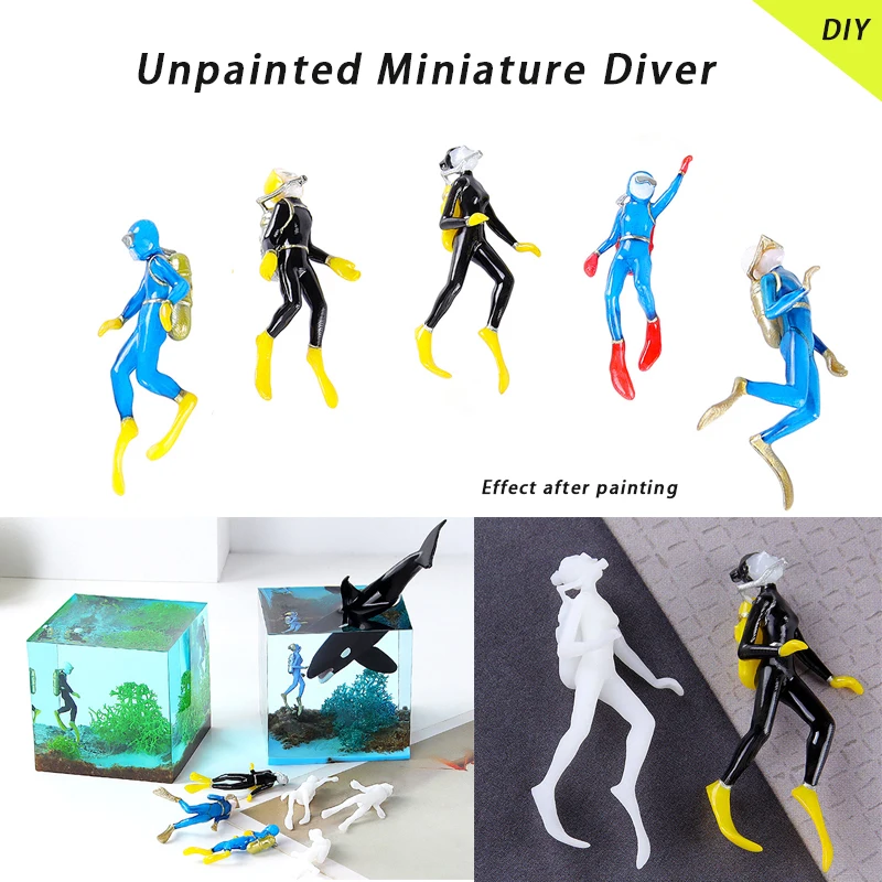 Figurine De Plongeur Miniature Pour Aquarium – PVC, 3,5x3,2x12,2 Cm – Bleu, Avec Boule Et Ligne – Déco Aquarium Eau Douce Ou Salée – Créatif Et Ludique