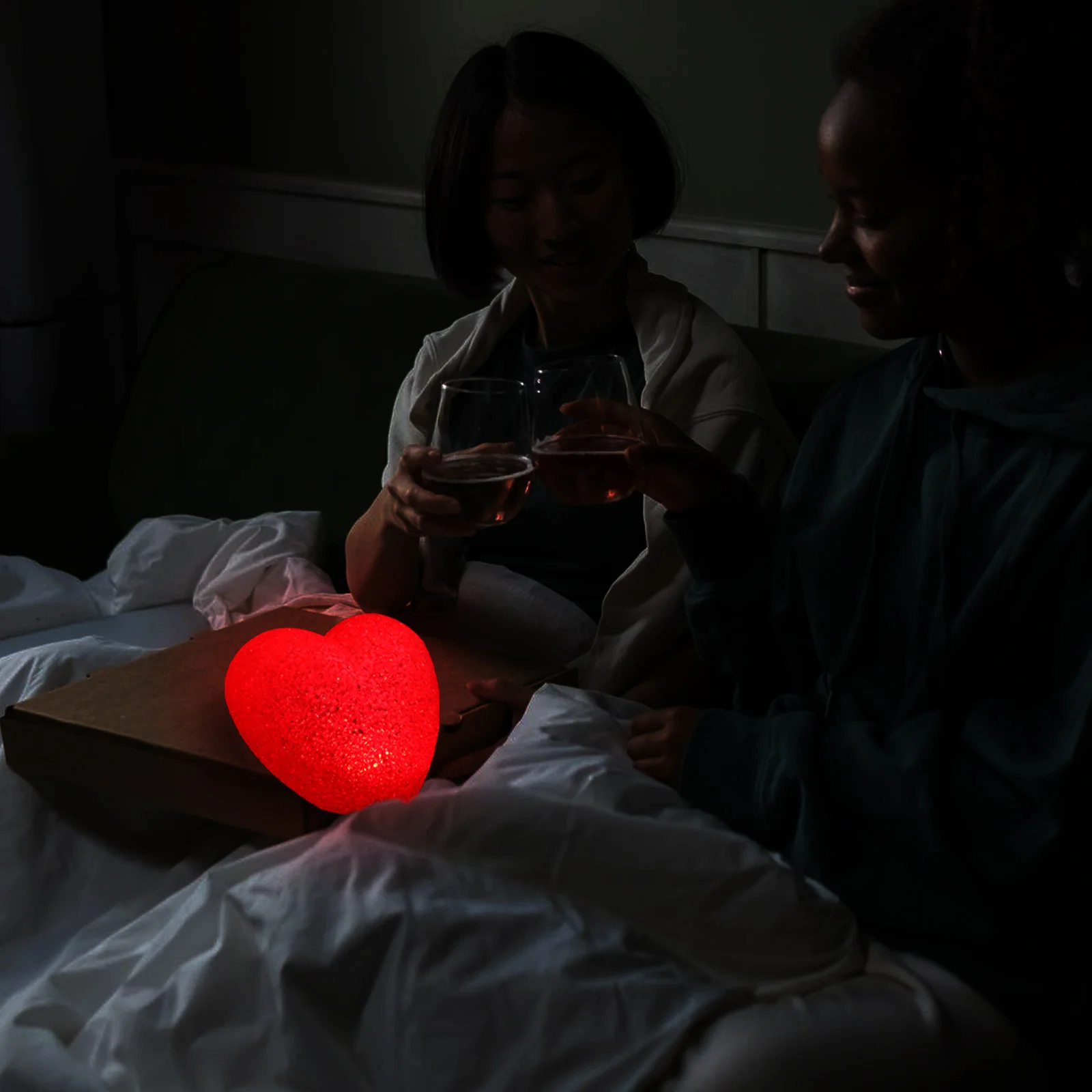 

1pc Heart Shaped Night Lamp Decorative Table Light Valentine Home Garden Party Atmosphere Small Night Table Lamp Lights