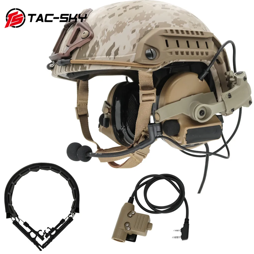 

TS TAC-SKY COMTAC II Helmet ARC Rail Bracket Version and KENWOOD PTT Adapter Compatible with Baofeng UV5R, UV82 Walkie-Talkie