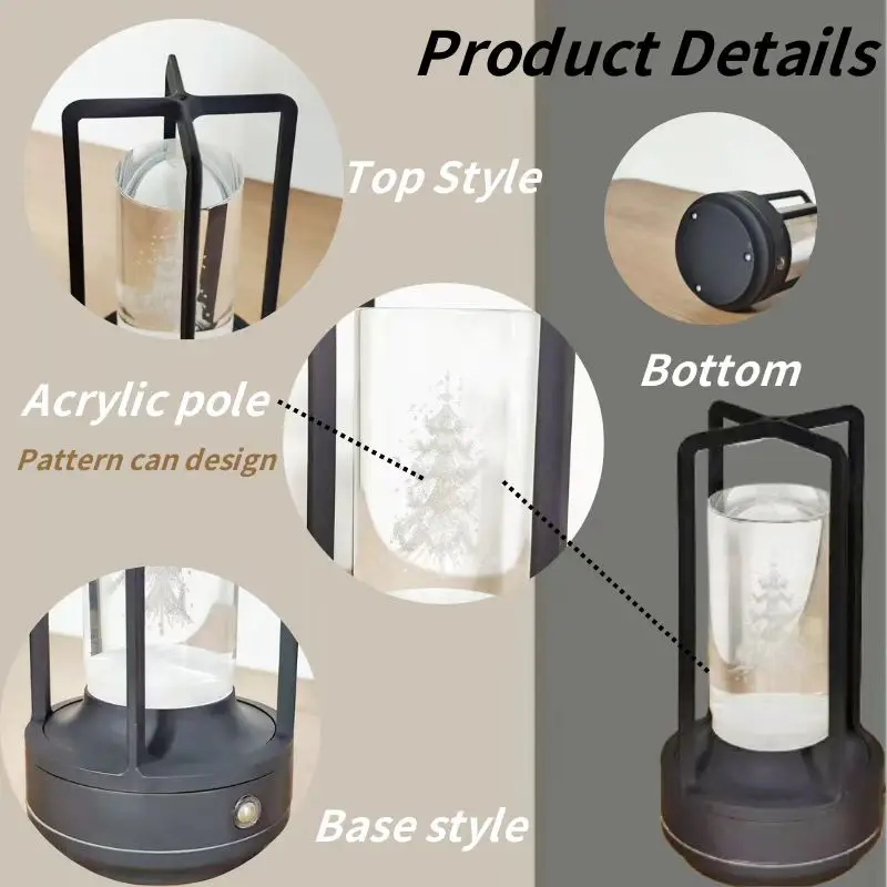 Modern Luxury Battery-Powered Table Lamp Cordless Simple Flexible Design for Bedroom Office or Living Room Decor