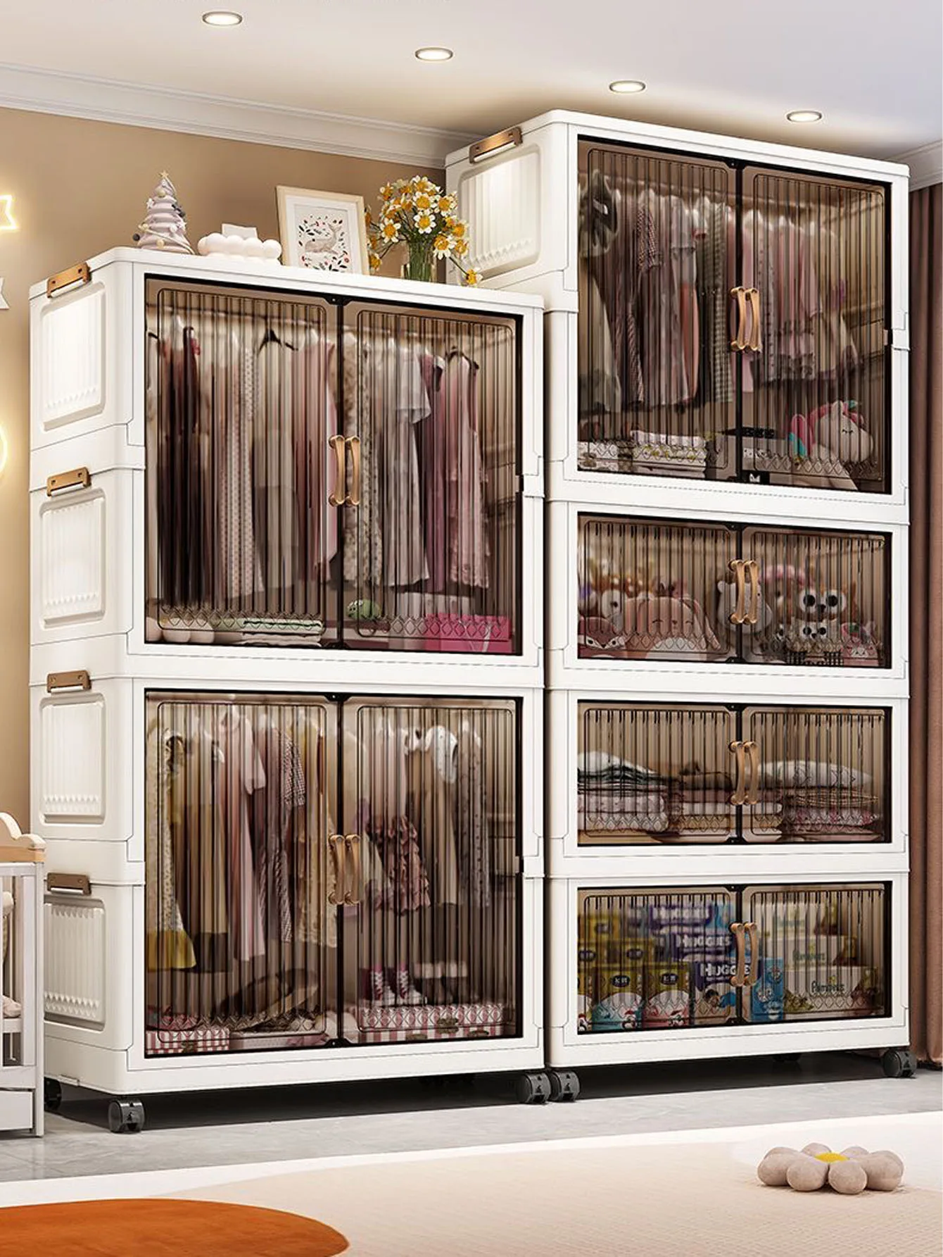 No Installation Baby Wardrobe Large Capacity Folding Storage Cabinet Children Clothing Classification Organizer Waterproof Po