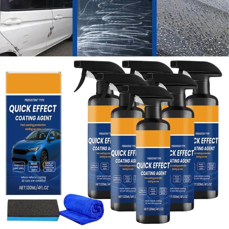 120ml Quick Effect Car Coating Agent With Towel & Sponge Kit Quick Effect Auto Ceramic Wax Spray For Shine & Scratch Resistance