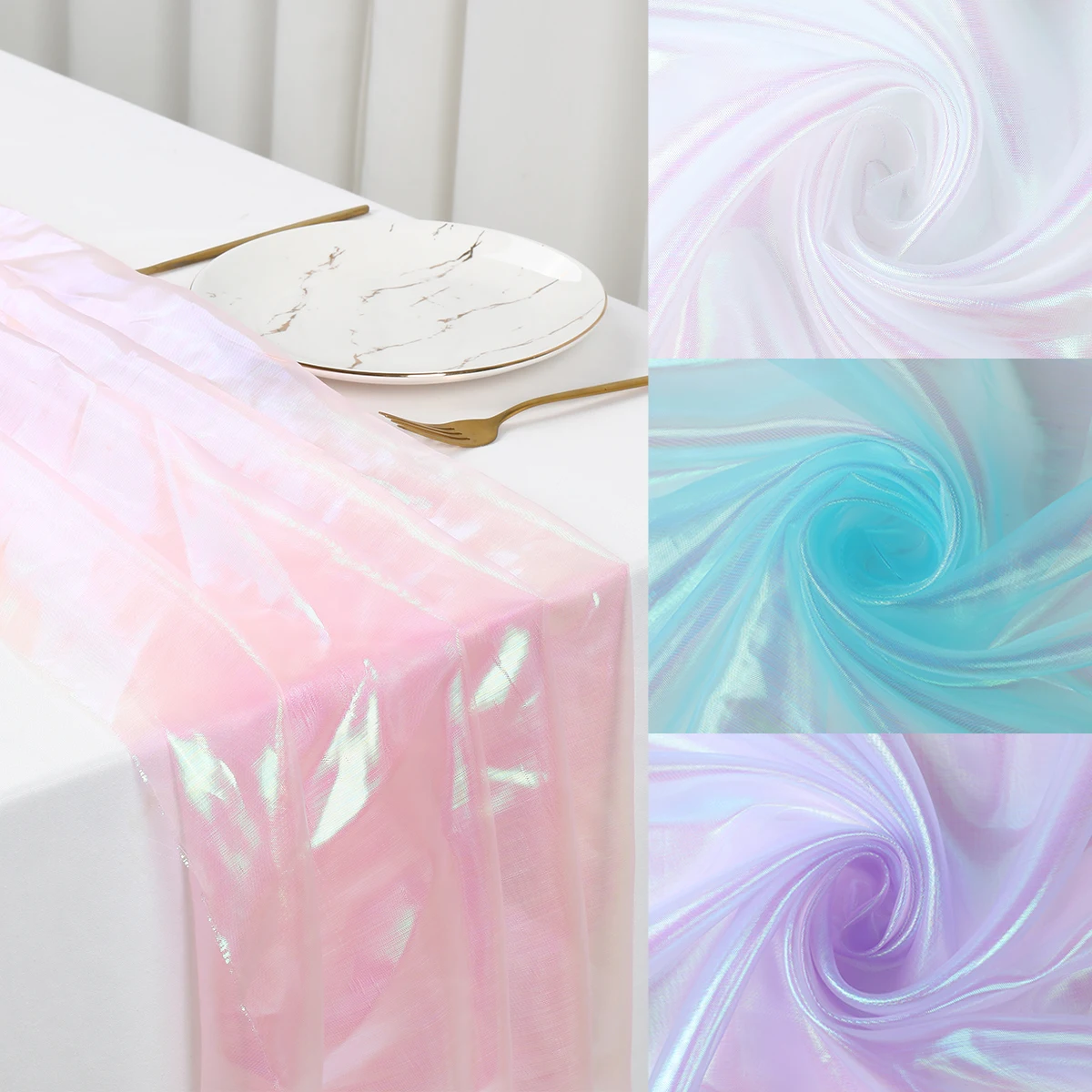 Laser Tulle Fabric Sewing Mesh Cloth DIY Craft Organza Glass Yarn Fluorescent Yarn Silk Chiffon Stage Birthday Party Decors