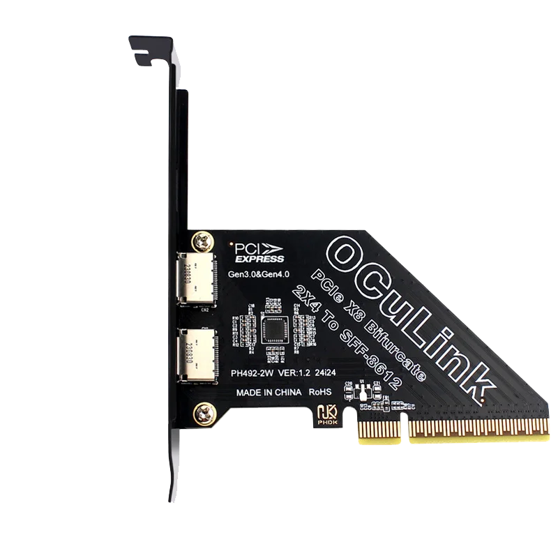 PCIeX8 To 2 Port Oculink SFF 8611 & 8612 Convert Card Support PCIe 4.0 PCIe Oculink Adapter Card PCIE External Oculink Adapter