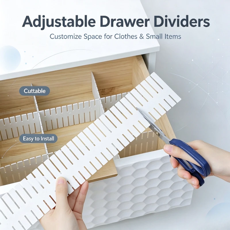 4PCS Creative Plastic Drawer Divider Sheets Freely Combinable Cuttable Partition Boards For Drawer Classification And Storage