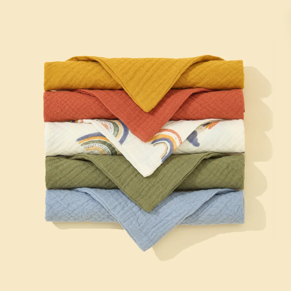 5PCS Baby Bib Soft Breathable Bibผ้าฝ้ายผ้าSnap BibsทารกTeething Bibพิมพ์ผ้าพันคอคอพยาบาลSupply