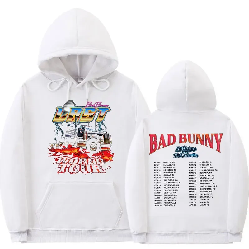 Bad Bunny Hoodie The Last Tour Of The World Graphic Print Hoodies Streetwear Men Women Vintage Fashion Hooded Pullover Sweatshir