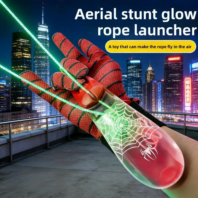 ZipString Luminous Rope Launcher, Automatic Recoil Flying String Shooter Wrist Toy, Night Glow Interactive Toy for Kids & Pets