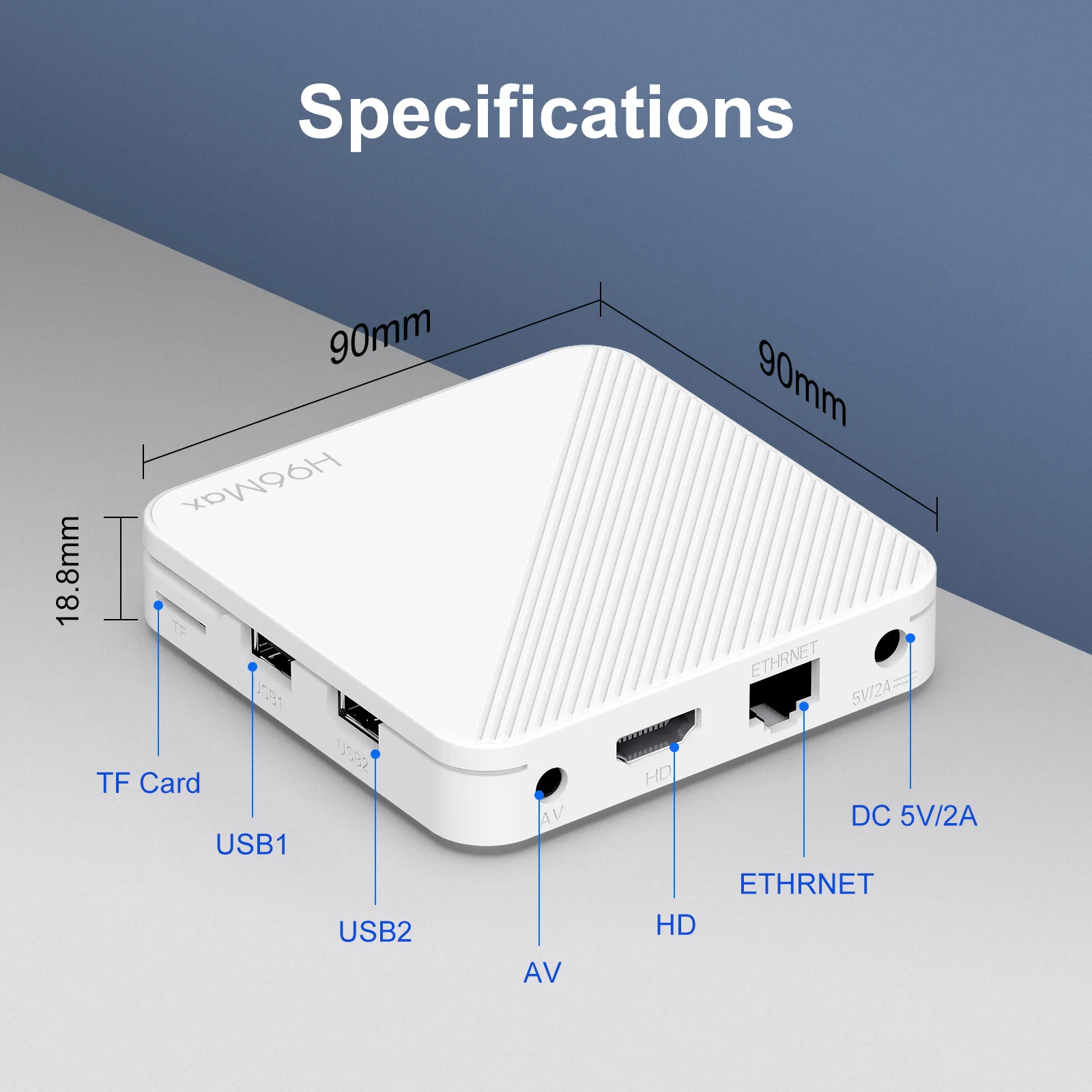 H96 MAX Allwinner H313 Quad Core Smart TV Box Android 14 2GB 8GB 16GB Wifi6 BT 4K HD Google Voice Media Player AV1 Set Top Box view 6