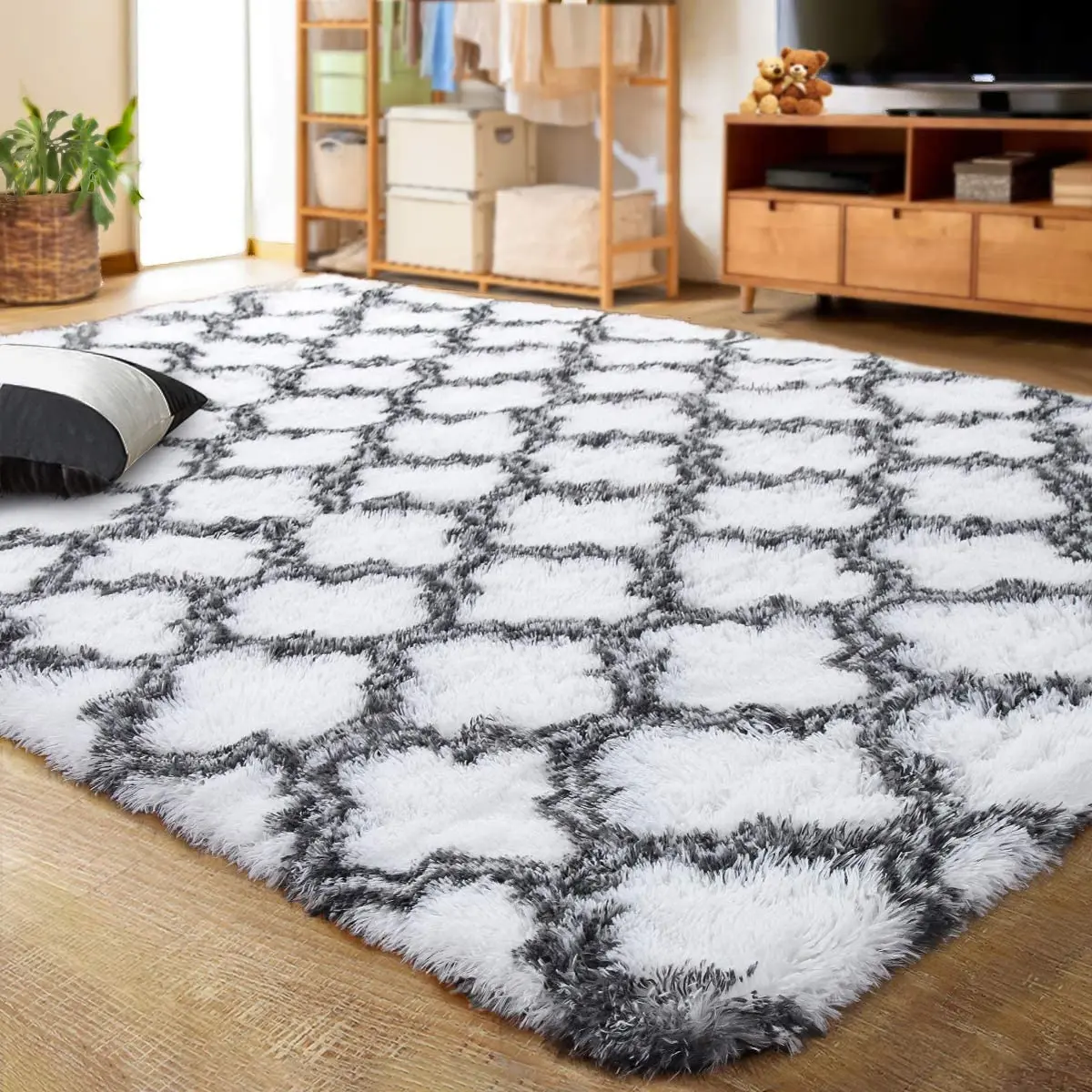 

Luxury Shag Area Rug Living Room Carpets Modern Indoor Plush Fluffy Rugs Home Decor Geometric Rugs for Bedroom Girls Kids