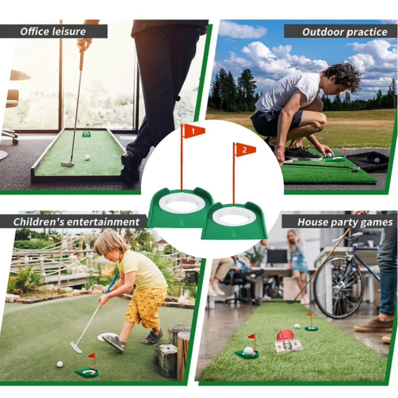 3 Pcs Golf Putting Cup Golf Hole Training Aids Golf Accessories Golf Training Putters with Plastic Flag for Kid Adult Practice